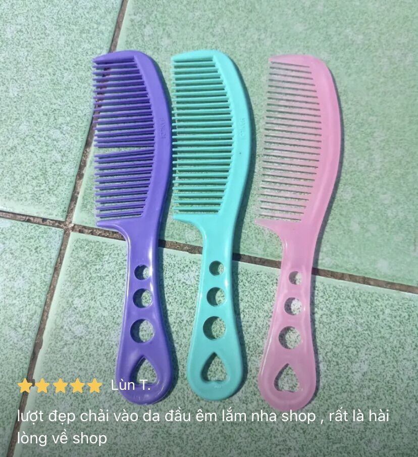 🌺🌺 Set 10 Lược Chải Tóc, CÁN LỔ dẻo (dài 20cm)