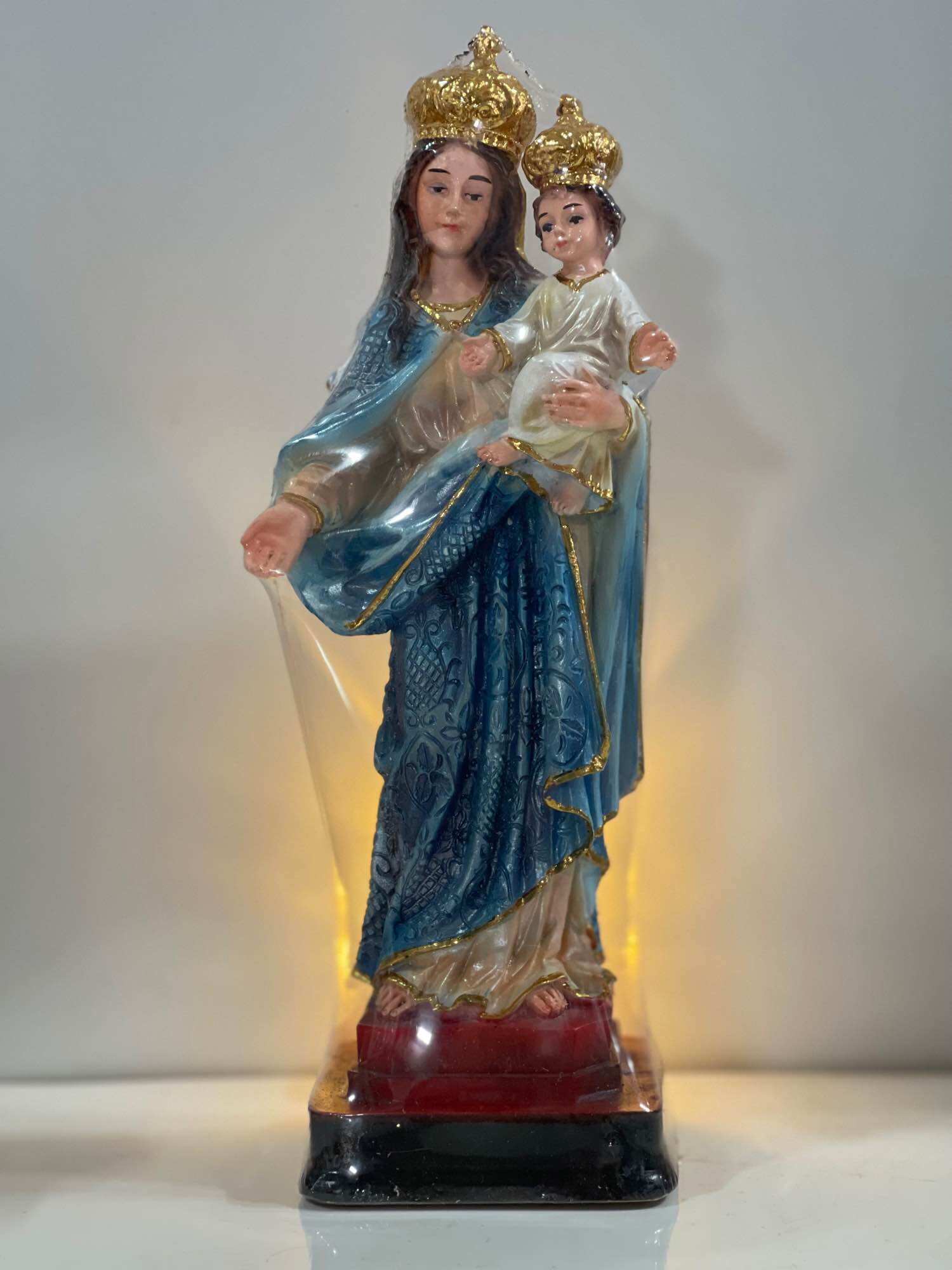 Tượng Mẹ Phù Hộ 22cm Thiếp Vàng - Tượng Thờ Công Giáo Phanxico Xavie.