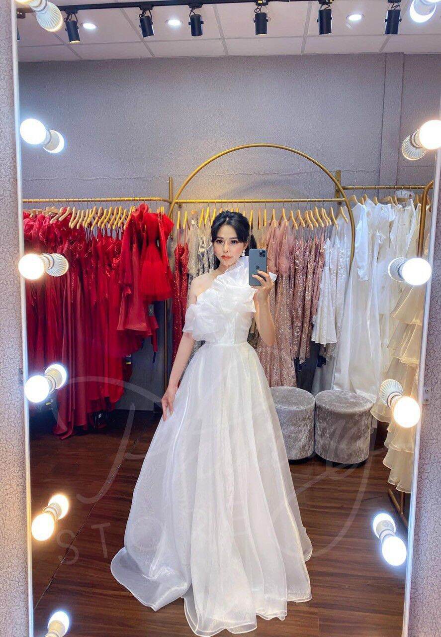 ĐẦM MAXI LỆCH VAI DỰ TIỆC CAO CẤP