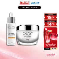 Combo Kem Dưỡng Ban Đêm OLAY Luminous Niacinamide VITAMIN C Giúp Mờ Vết Thâm, Đốm Nâu, Dưỡng Sáng Da Chai 30ML + Kem Dưỡng Ban Đêm OLAY LUMINOUS Dưỡng Sáng Da Hũ 50G