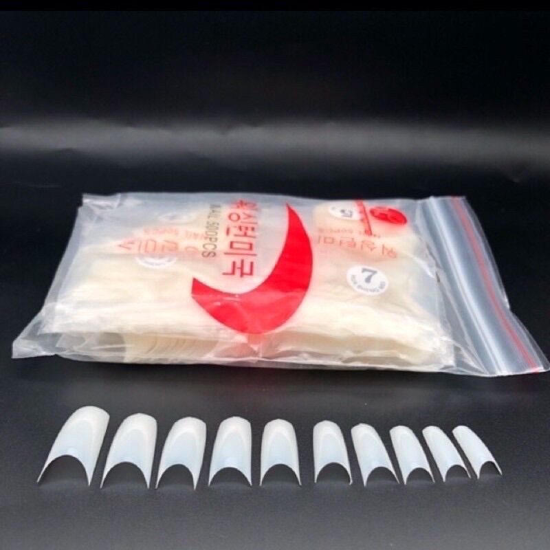 Móng tip Hàn, móng nối hàn không khấc, túi 500 móng đắp gel, đắp bột