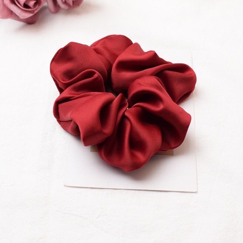 Dây buộc tóc scrunchies lụa xinh xắn nhiều màu