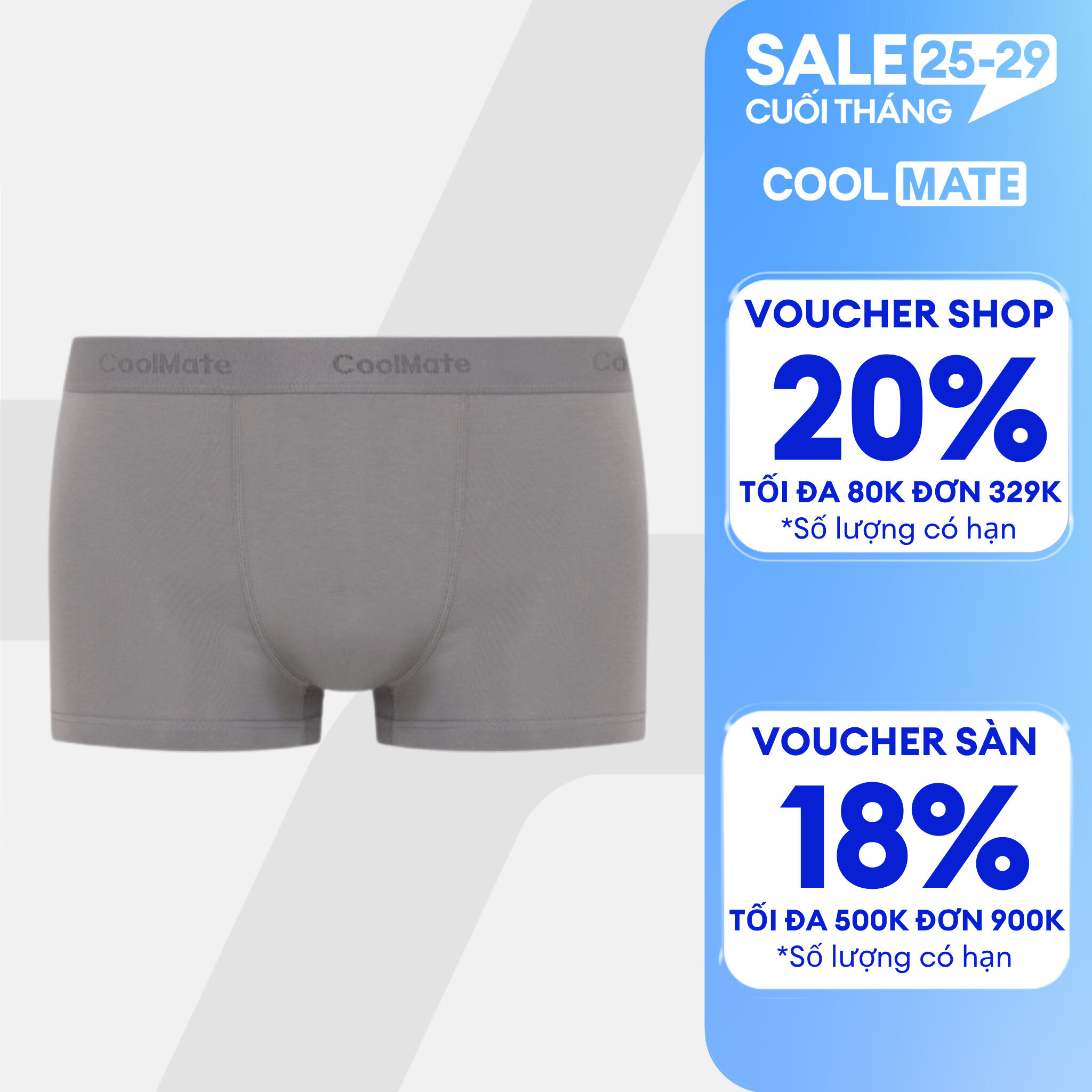 Quần lót nam Trunk Cotton co giãn, mềm mại, thấm hút tốt - Coolmate