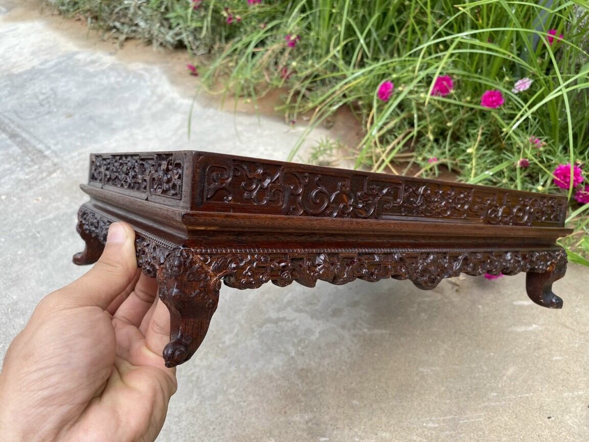 Khay trà chân quỳ gỗ gụ 31x22cm