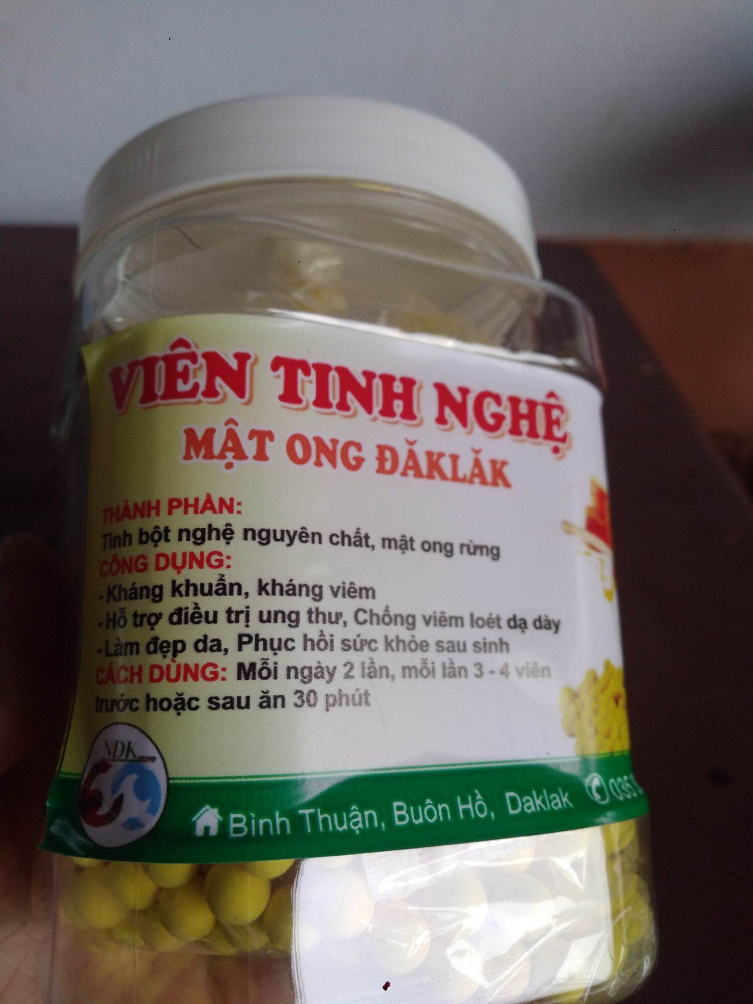 Viên Tinh Nghệ Mật Ong Nguyên Chất _NDKstore + Tặng 100ml mật ong - Hỗ trợ bệnh đau dạ dày, tiêu hóa, đặp mặt dưỡng da, giảm thâm nám tàn nhang hiệu quả_Tinh nghệ viên mật ong