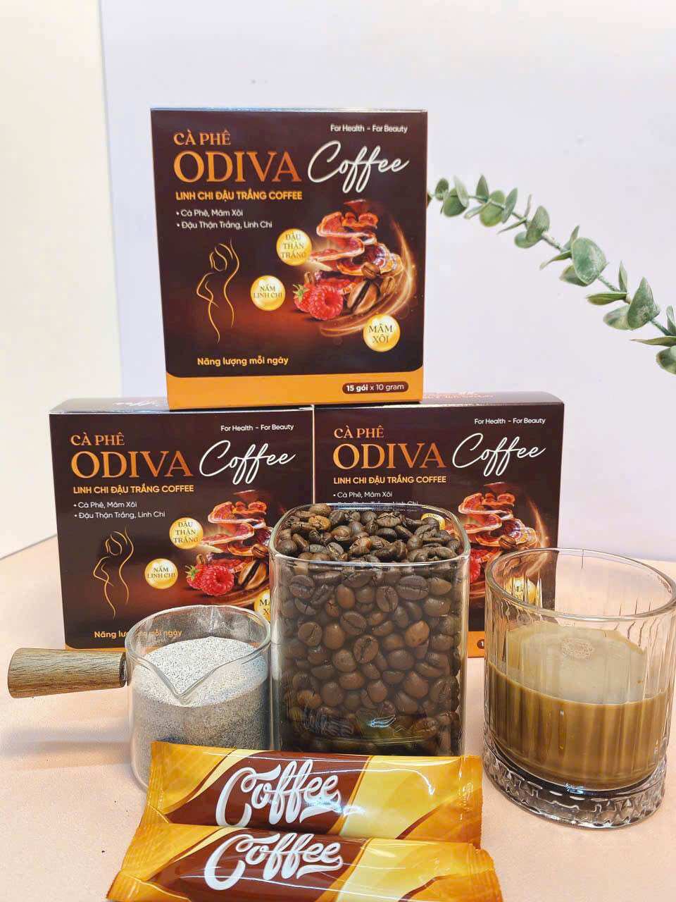  Combo 3 Hộp Cà Phê Odiva Detox Collagen Linh Chi Đậu Trắng Giảm Cân Đẹp Da 