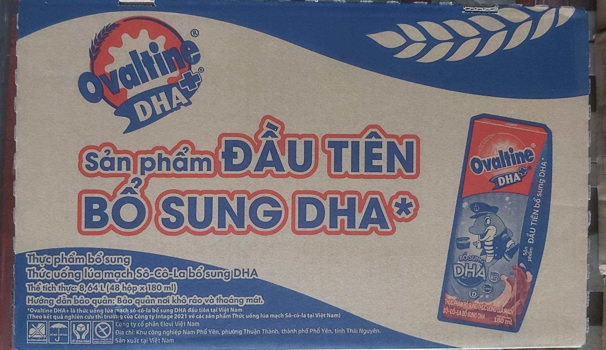 Sữa Cacao OVALTINE DHA 180ml (thùng 48 hộp)