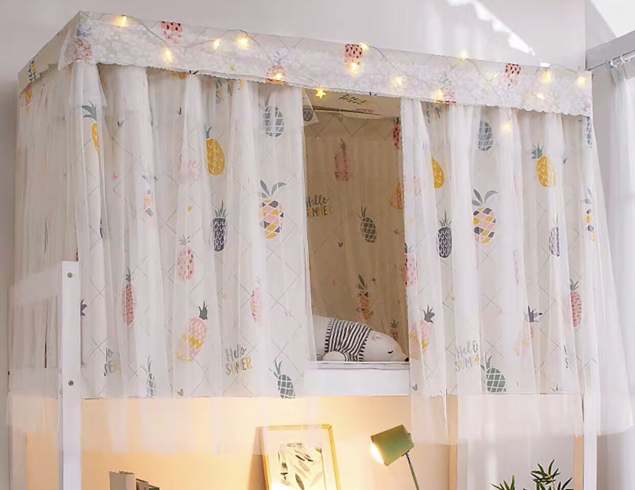 Rèm màn giường tầng kí túc xá 2 lớp công chúa