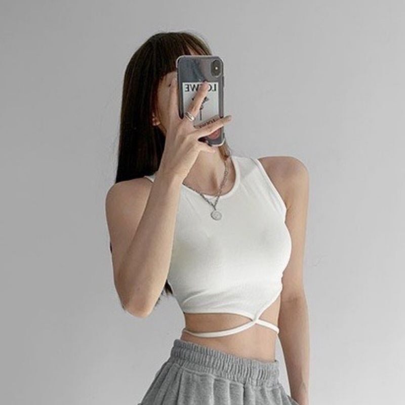 Áo croptop ba lỗ cột dây