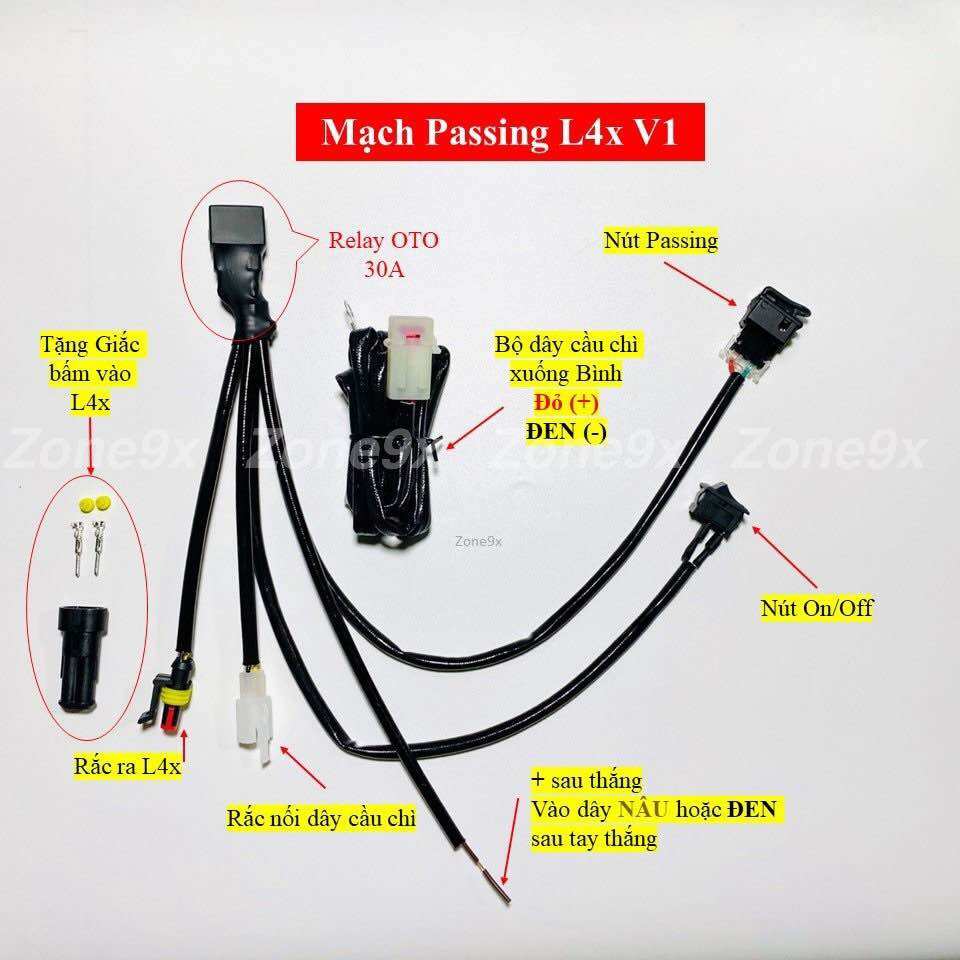 Mạch Passing - On/Off cho đèn trợ sáng L4x📣dùng Relay oto xịn Nais, Seido📣Dùng cho tất cả dòng xe