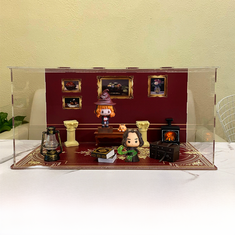 Bộ Đồ Chơi Ma Thuật Harry Potter Bubbles Mat Magic World Display Box Anti-dust Cover Blind Box Scena