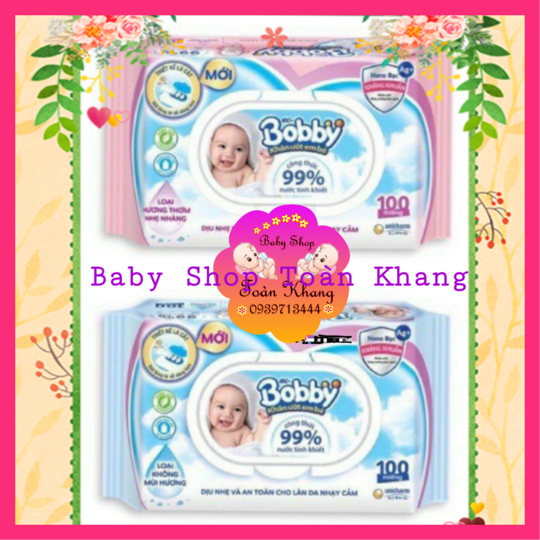 ??khăn ướt bobby 100 tờ loại không mùi - có mùi hương
