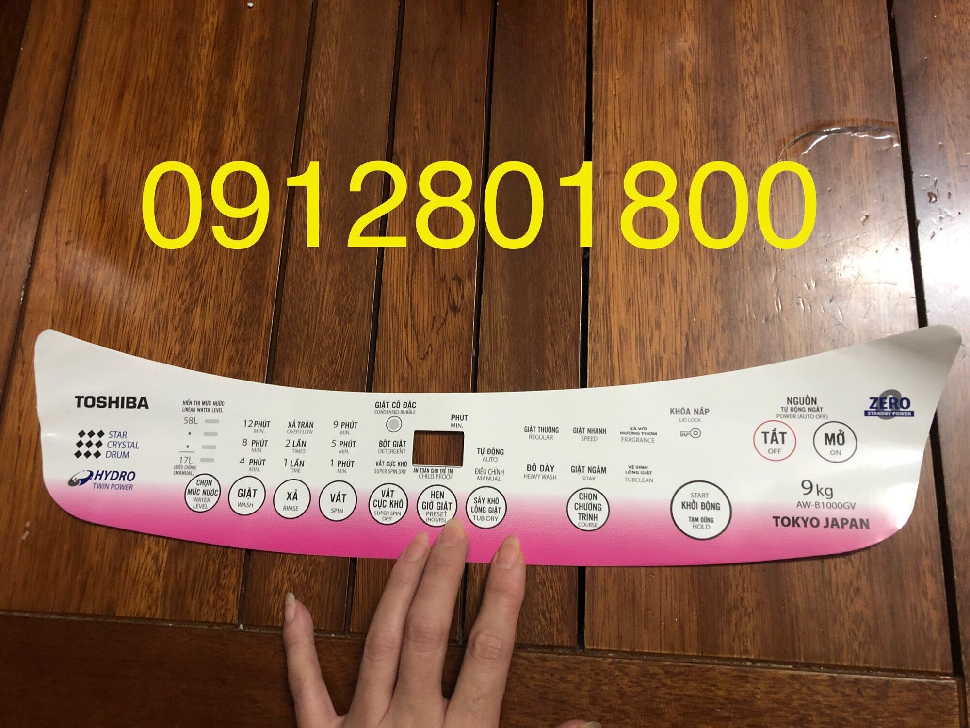 Tem bảng điều khiển máy giặt toshiba aw- b1000gv td17 tem mặt phím