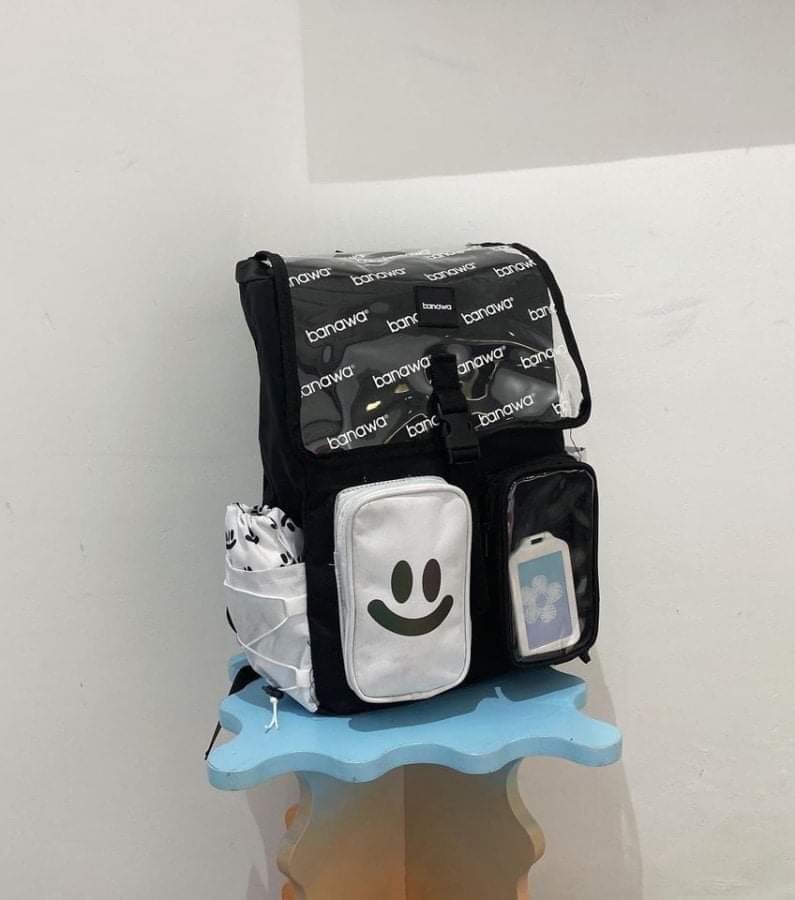 Balo banawwa vải bố phối nắp trong suốt