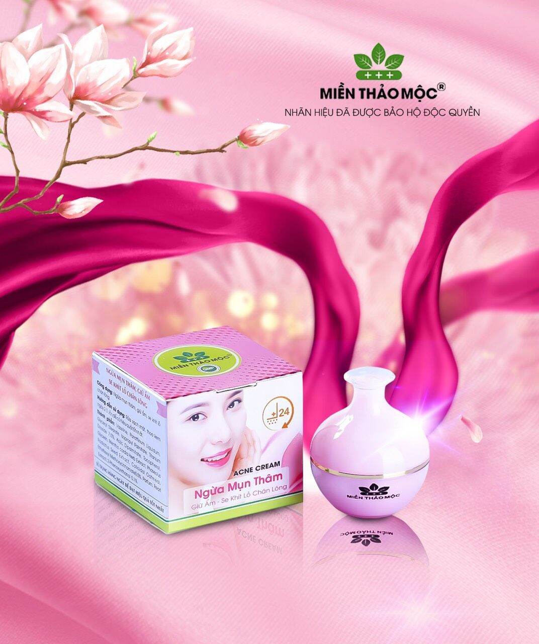 Kem Ngừa mụn thâm - Giữ ẩm - Se khít lỗ chân lông SPF 45+++ Acne Cream Miền Thảo Mộc (10g)