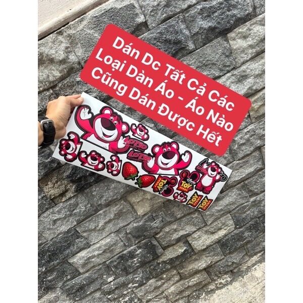 Tem logo Decal gấu Hồng dễ thương Lotso