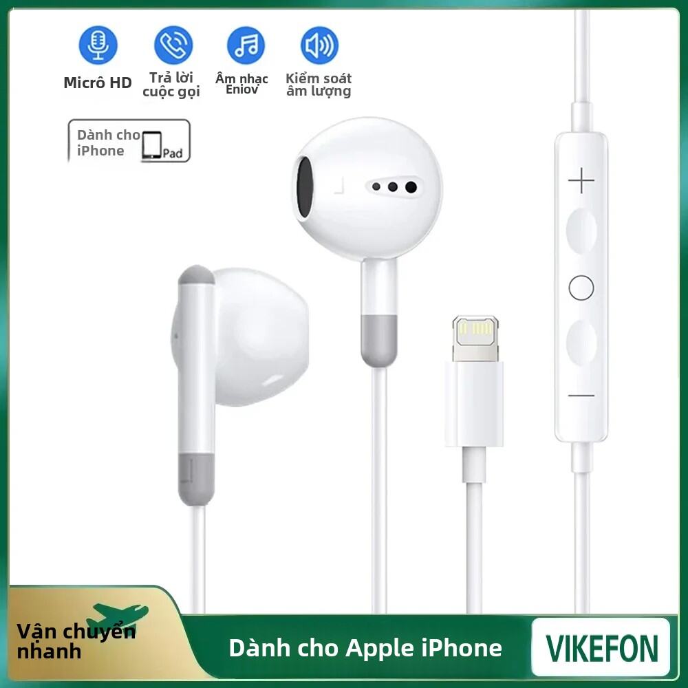 Tai Nghe Nhét Tai Có Dây Bluetooth Trong Tai Cho Apple iPhone 14/13/12/11 Pro Max/XR/XS/X/SE/7/8/6 Plus - Tai Nghe Lightning Có Chức Năng Khử Tiếng Ồn Chủ Động Và Micro