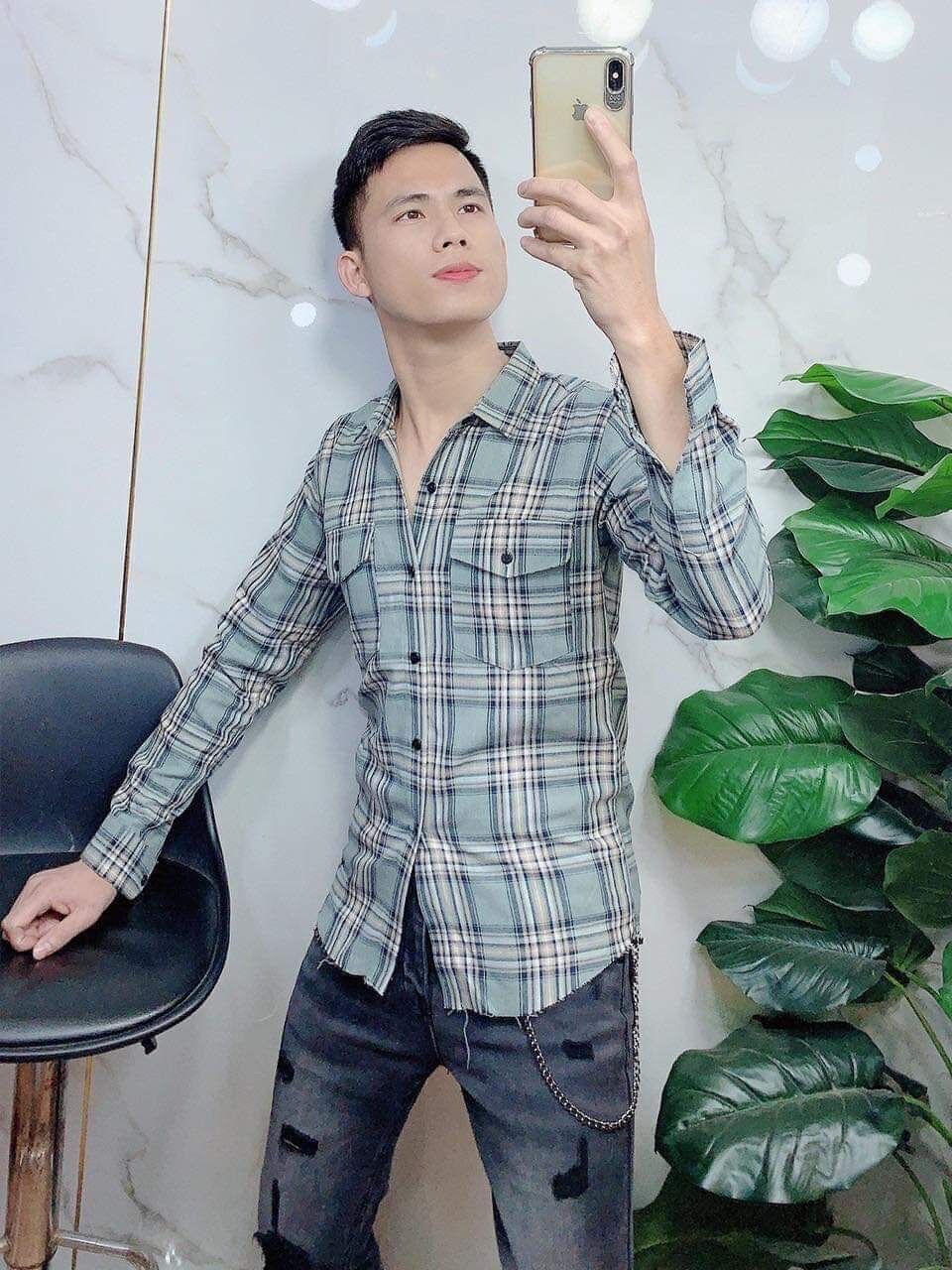 Sơ Mi Kẻ Rách Gấu Full Màu Hot