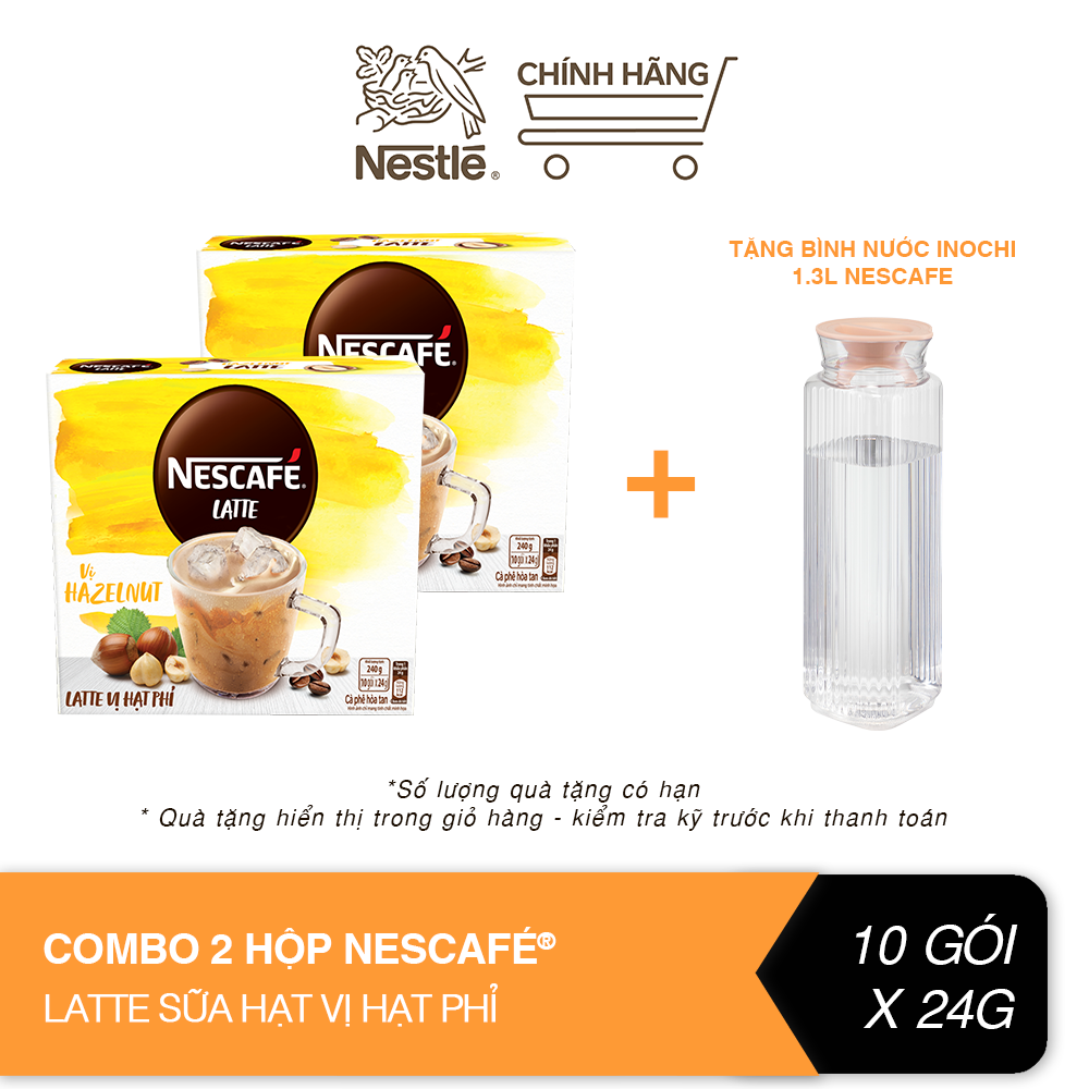 _combo 2 hộp cà phê hòa tan nescafé latte sữa hạt vị hạt phỉ