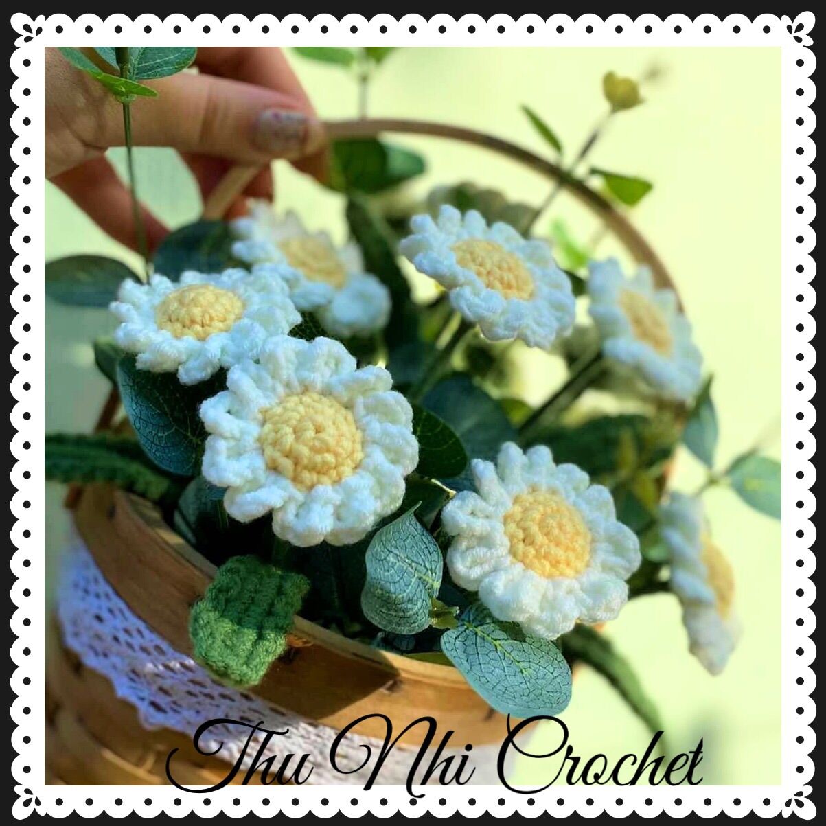Cành hoa cúc bằng len handmade