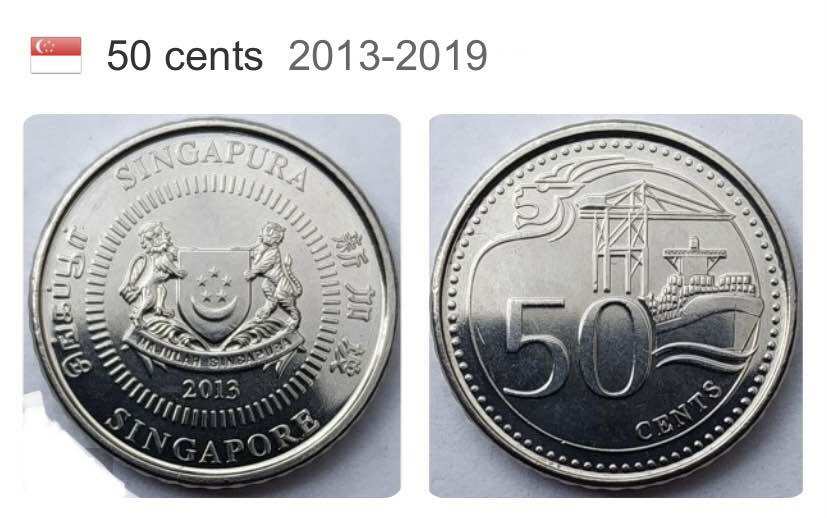 Đồng xu 50 cents của singapore 2013 - 2019