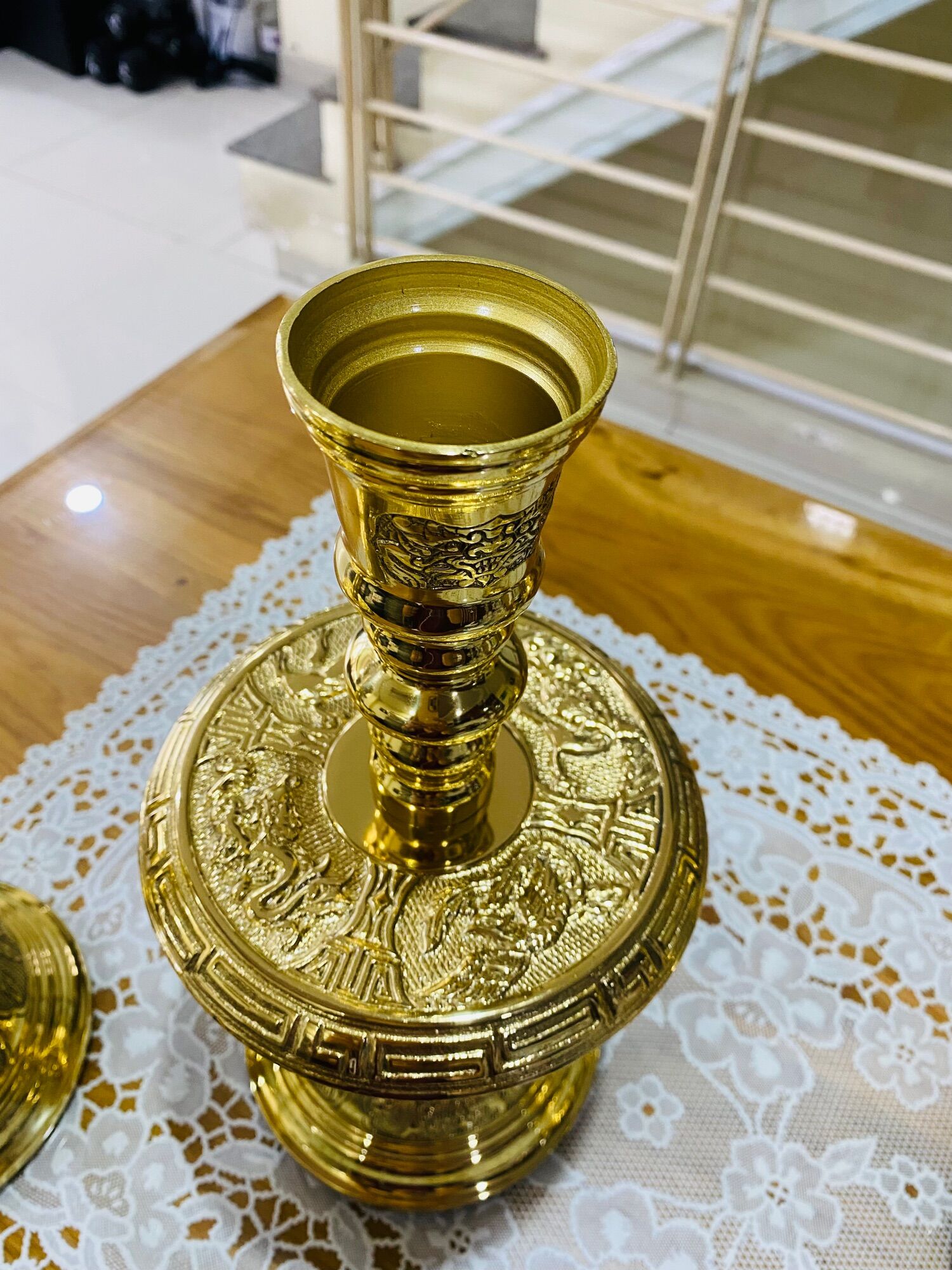CẶP CHÂN ĐÈN BẰNG ĐỒNG CAO 28cm