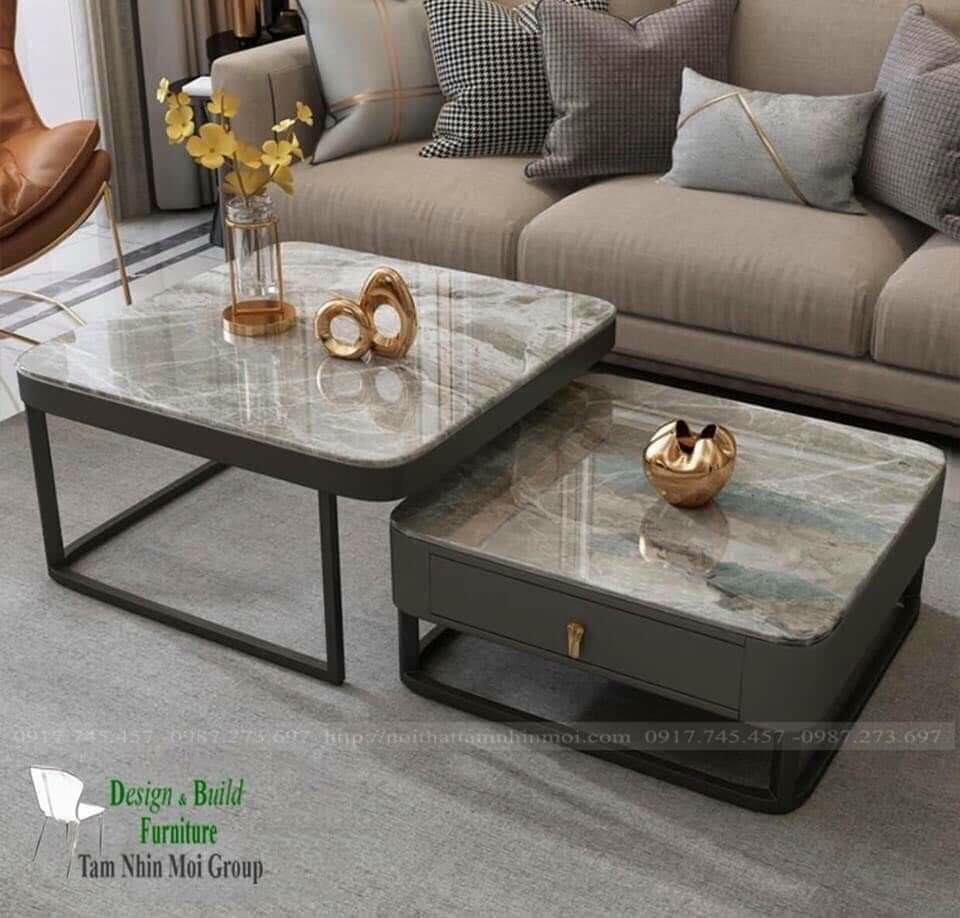 Bàn trà ,bàn sofa mặt đá hộc gỗ , chân sắt sơn tĩnh điện.