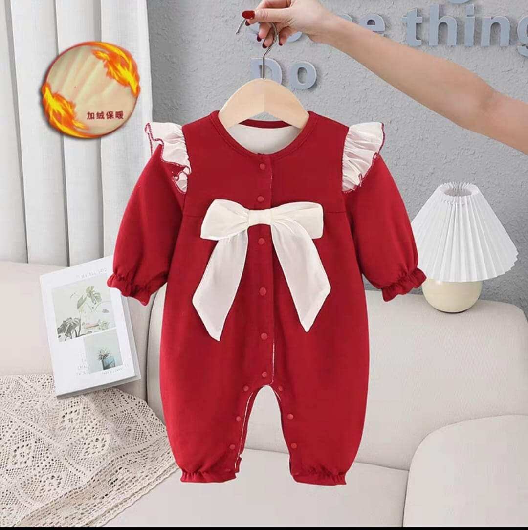 bộ bodysuit nhung tăm cho bé