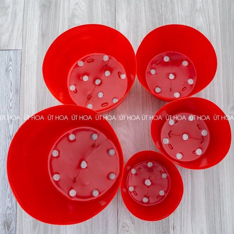 Chậu Nhựa Đỏ C9 (20x16cm) trồng hoa tết