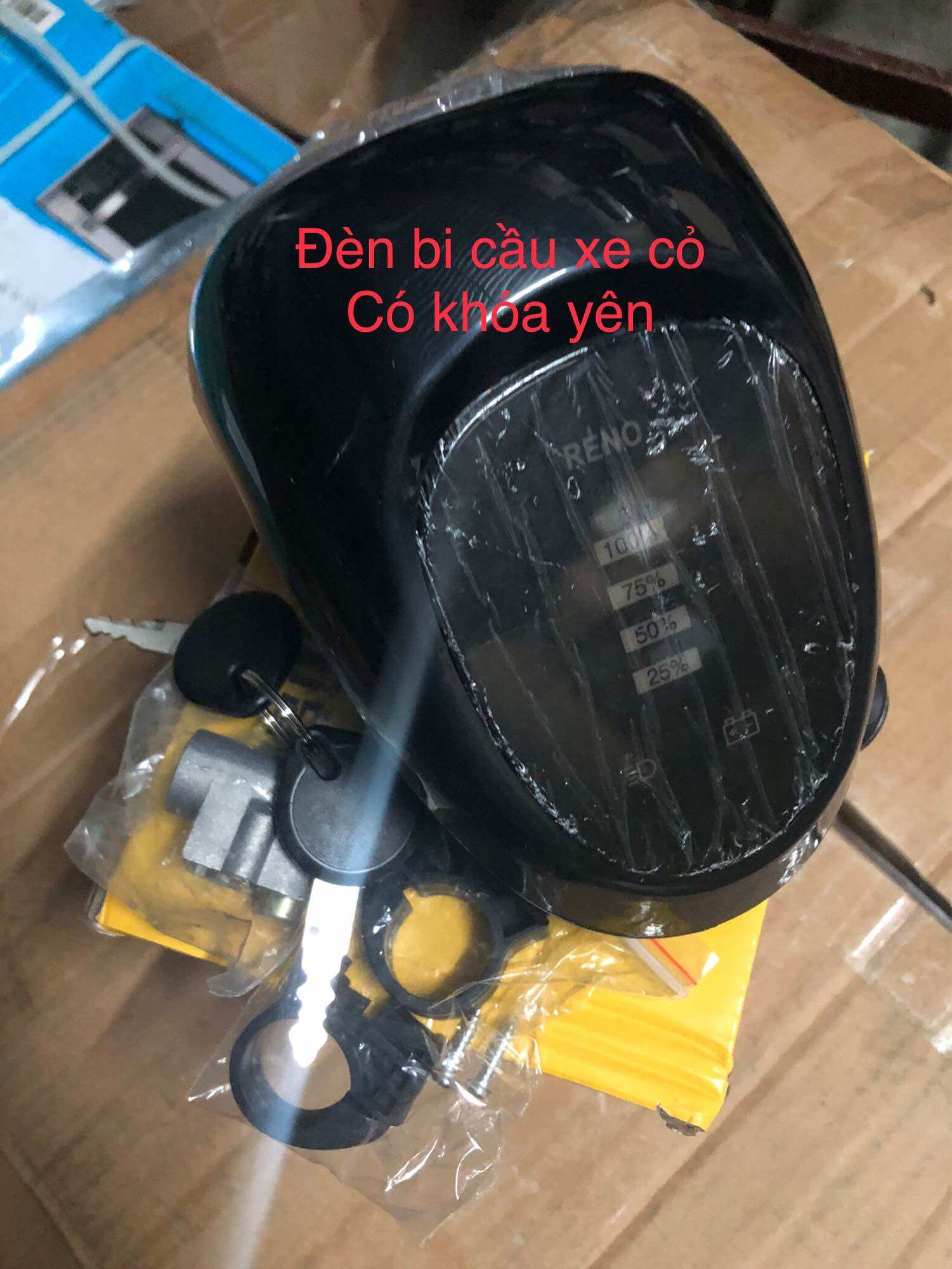 Đèn bi cầu xe đạp điện/ đèn bi cầu xe cỏ 48v có khóa yên