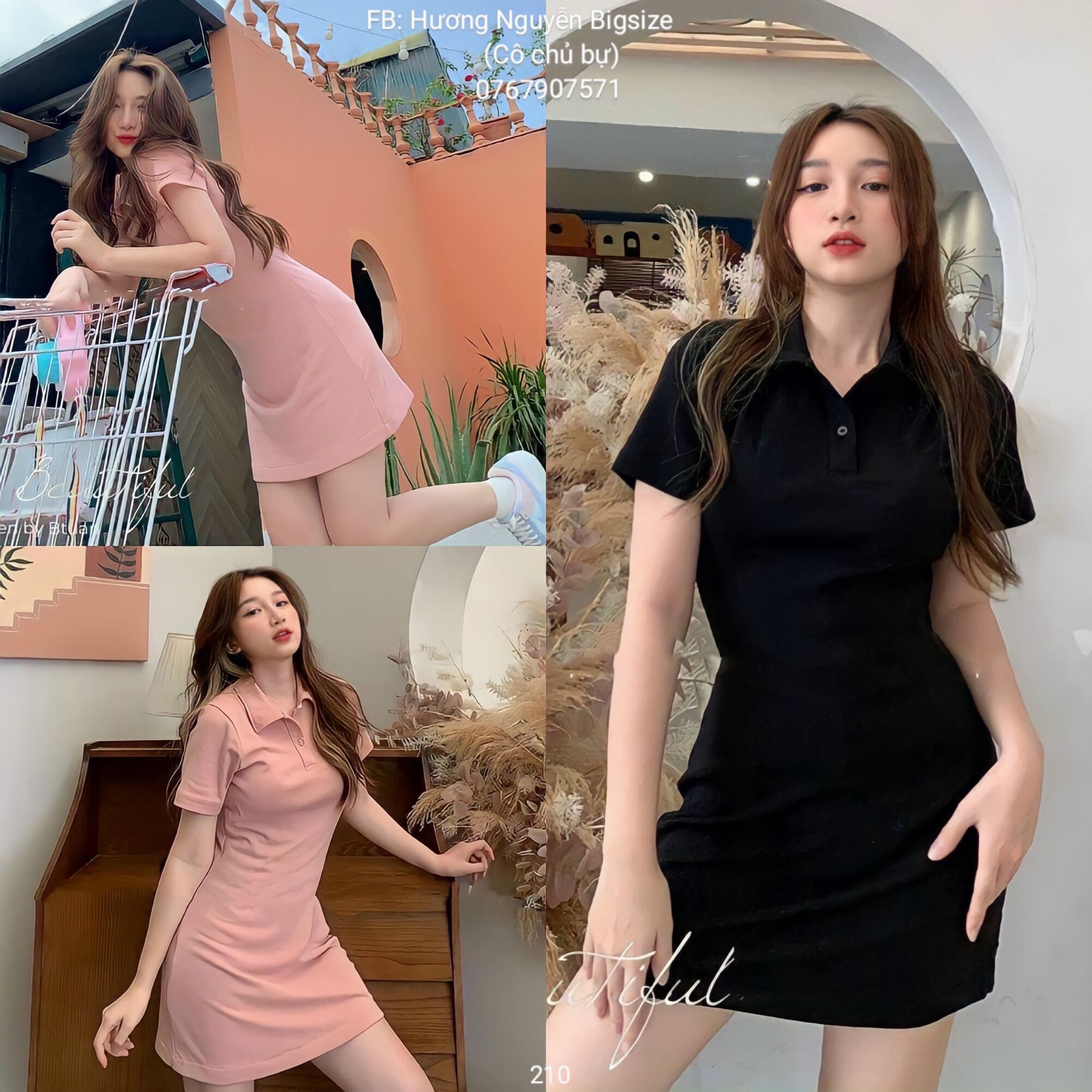 50-90kg bigsize đầm thun polo suông