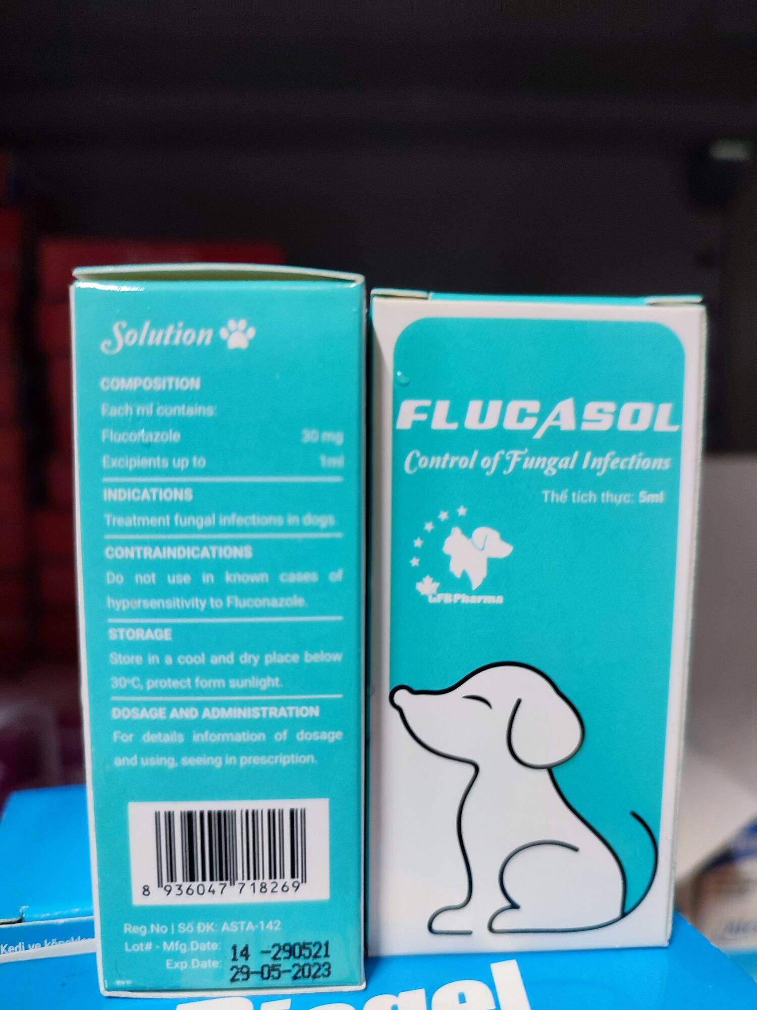 dung dịch bôi Nấm da cho cún Flucasol CANADA chai 5 ml