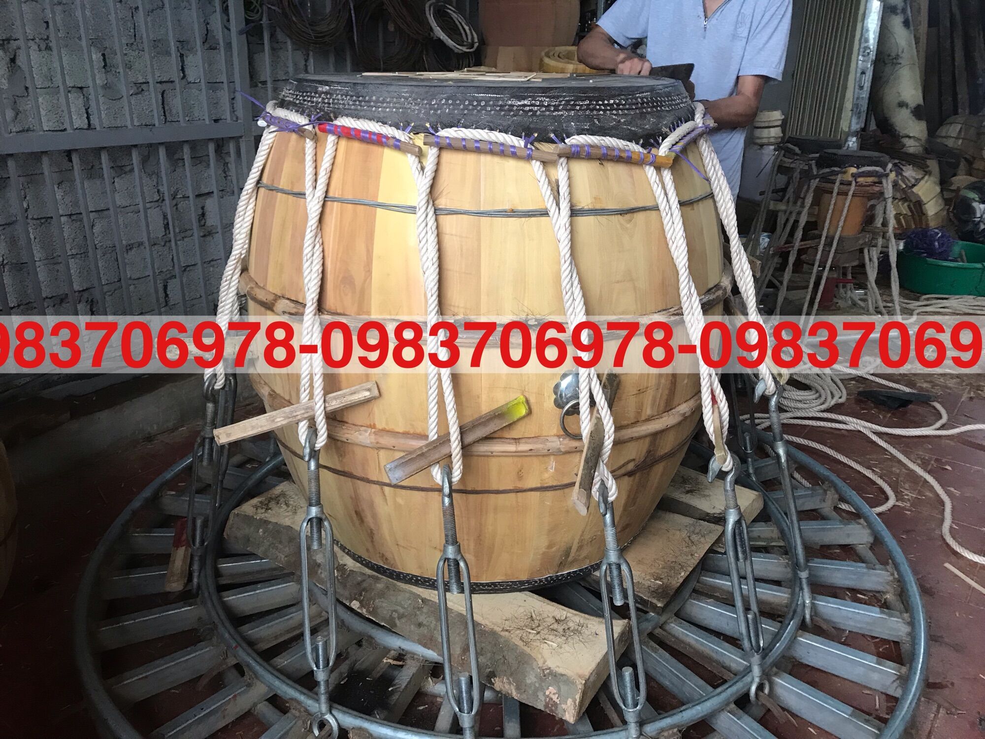 Trống gỗ hát chèo- trống trẻ e(đk:20x12)