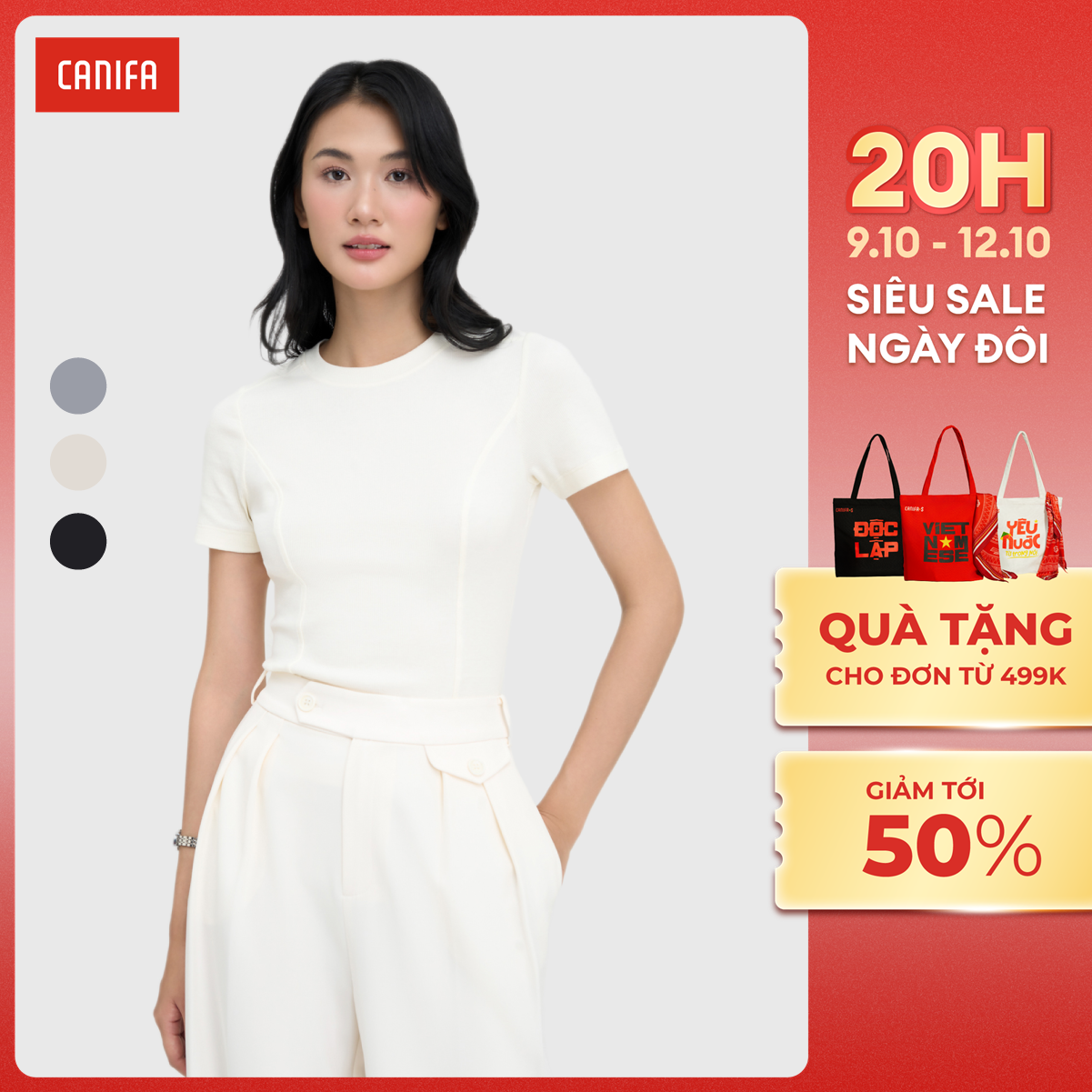 [20H 9-12.10 VOUCHER TỚI 500K] Áo phông nữ CANIFA 6TS25S013