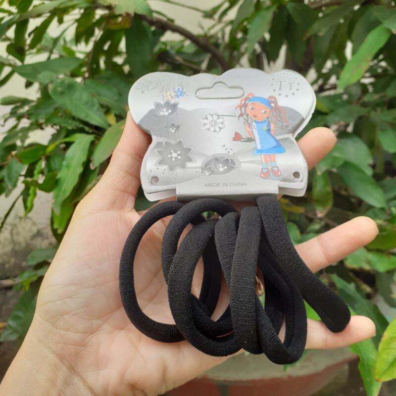Túi 6 Dây cột tóc trơn màu đen/nâu loại 1