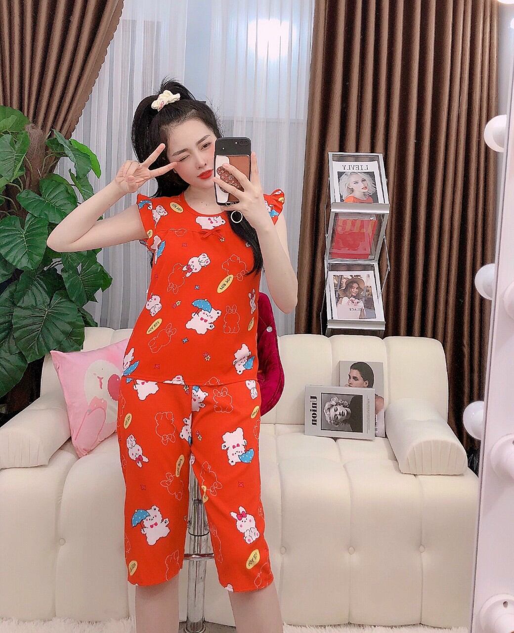 Đồ bộ lửng lụa pijama cho nữ dưới . a09