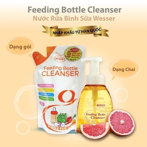 (Dạng túi) Nước súc bình sữa wesser 500ml