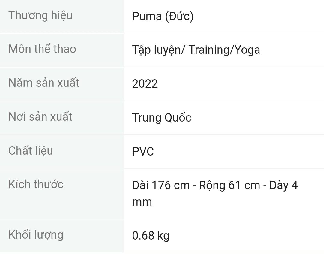 Thảm tập gym, yoga hiệu PUMA
