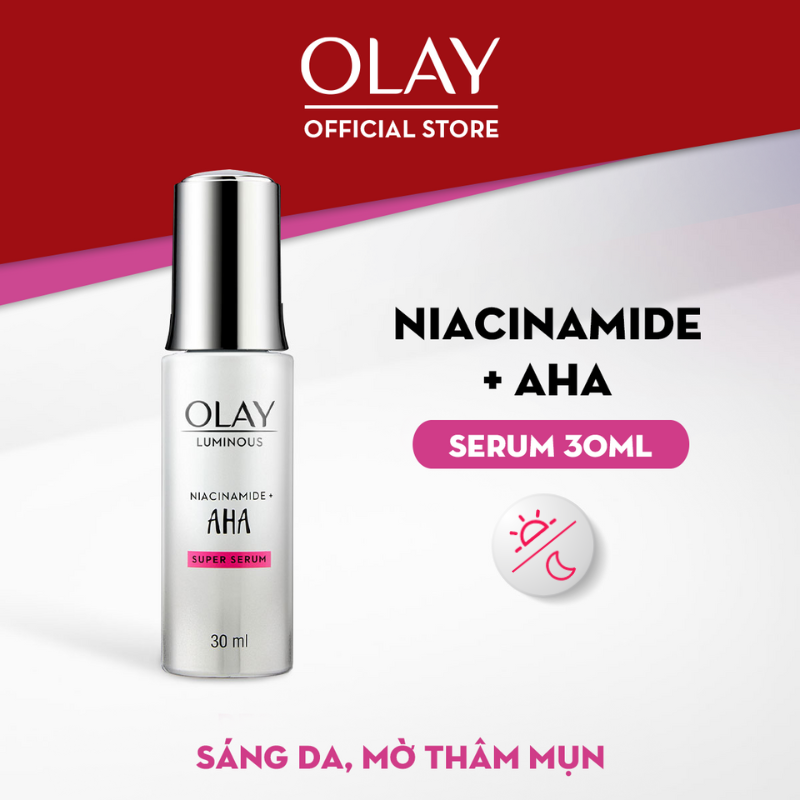 Super serum dưỡng sáng da, mờ thâm mụn olay luminous niacinamide aha 30ml