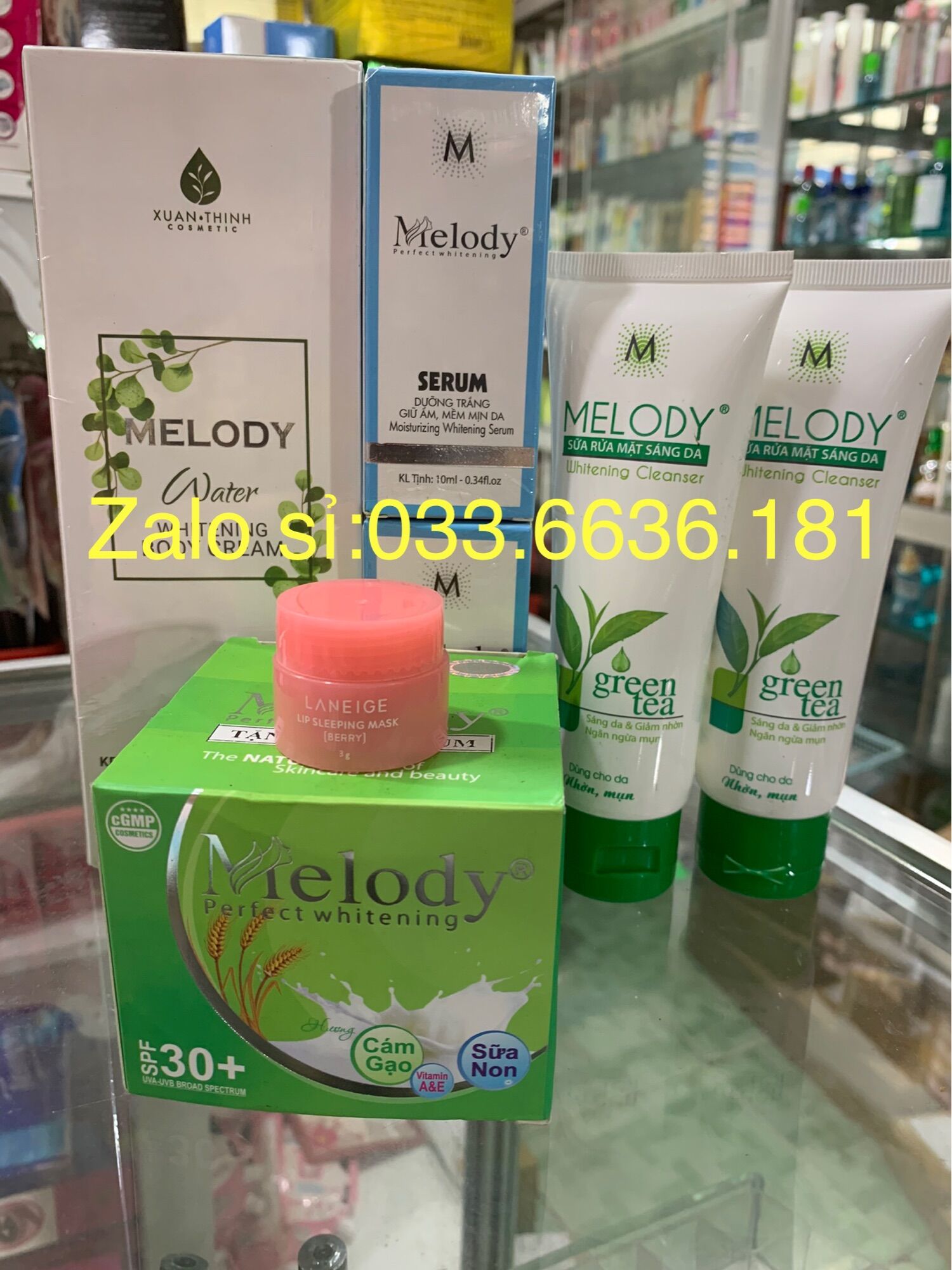 Combo kem melody gồm kem dưỡng,sữa rửa mặt ,kem body và serum