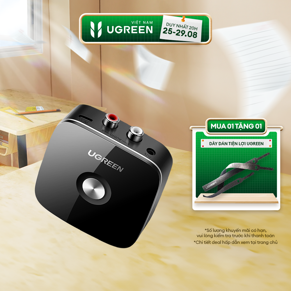 Bộ thu âm thanh Bluetooth Ugreen CM106 | Kết nối không dây | Có hỗ trợ aptX | Bảo Hành 18 Tháng 1 Đổi 1 40759