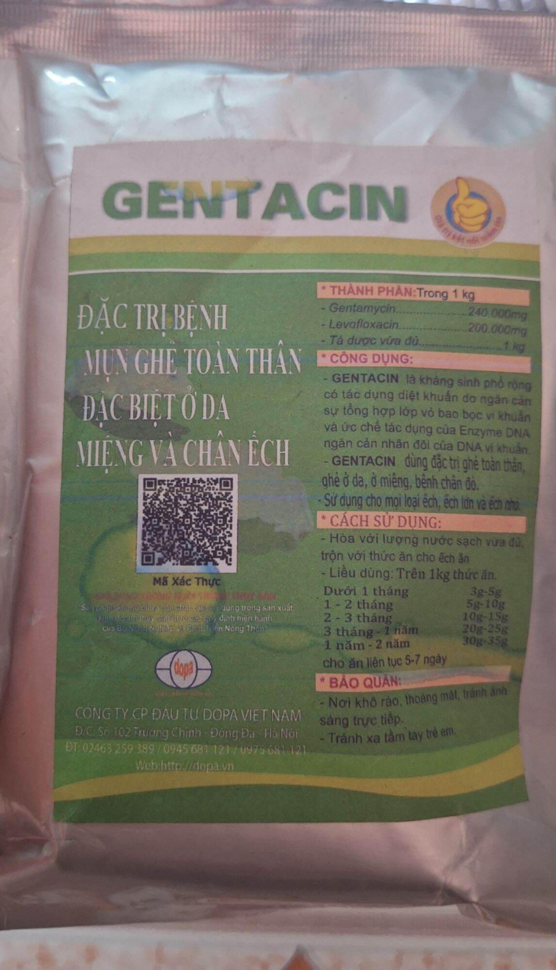 Gentacin300g cho ếch và thủy sản( tri ghẻ toàn thân và gan thận mủ)