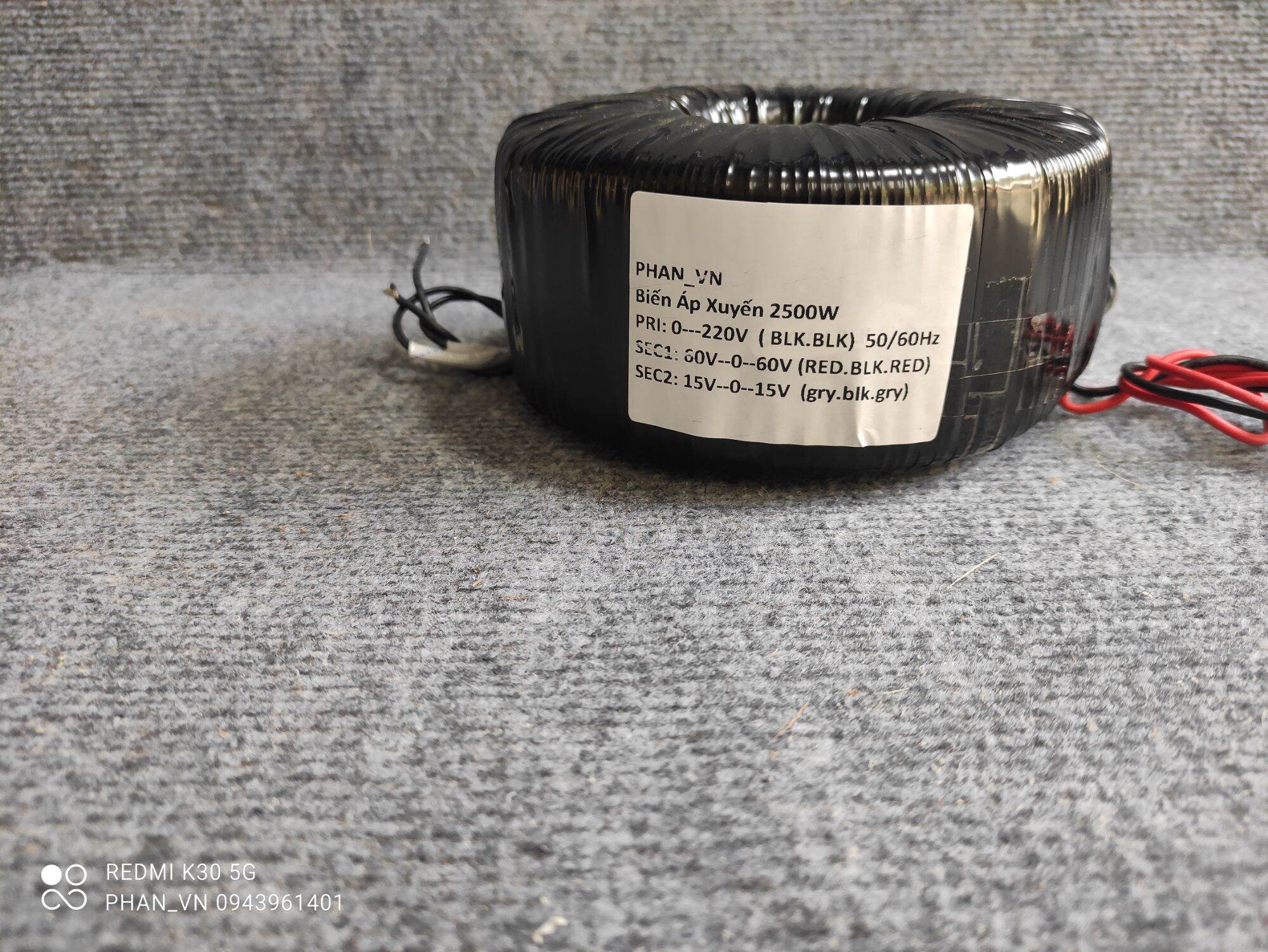 Biến áp xuyến đối xứng 60v 1500w
