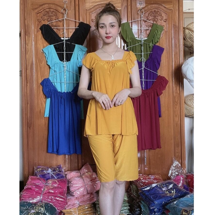 [Có size 45-75kg] Bộ lửng thun lạnh tay cánh tiên