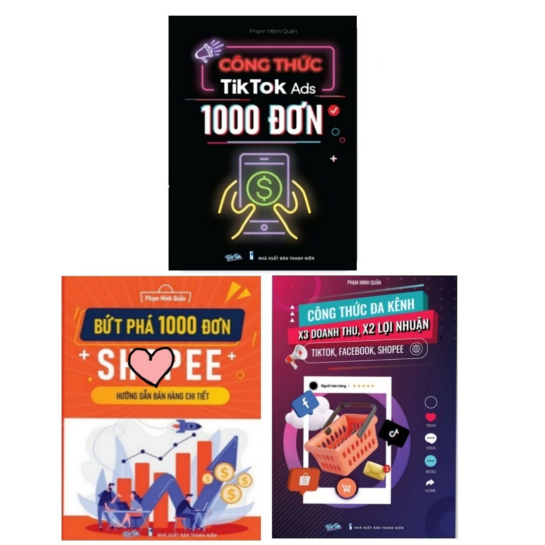 Combo 3 cuốn công thức tiktok ads 1000 đơn, công thức đa kênh, bứt phá 1000 đơn sh0pee_