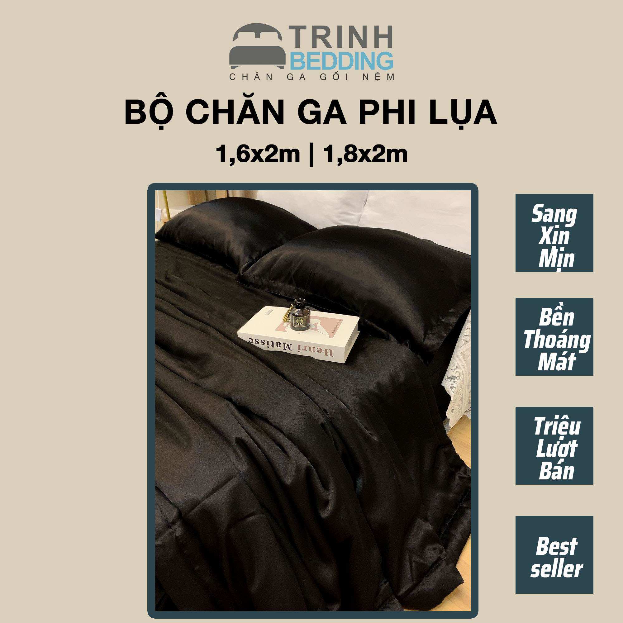 Bộ ga lụa mền trơn lót sẵn bông gòn lông vũ mịn mát cao cấp mẫu mền trơn trinhbedding