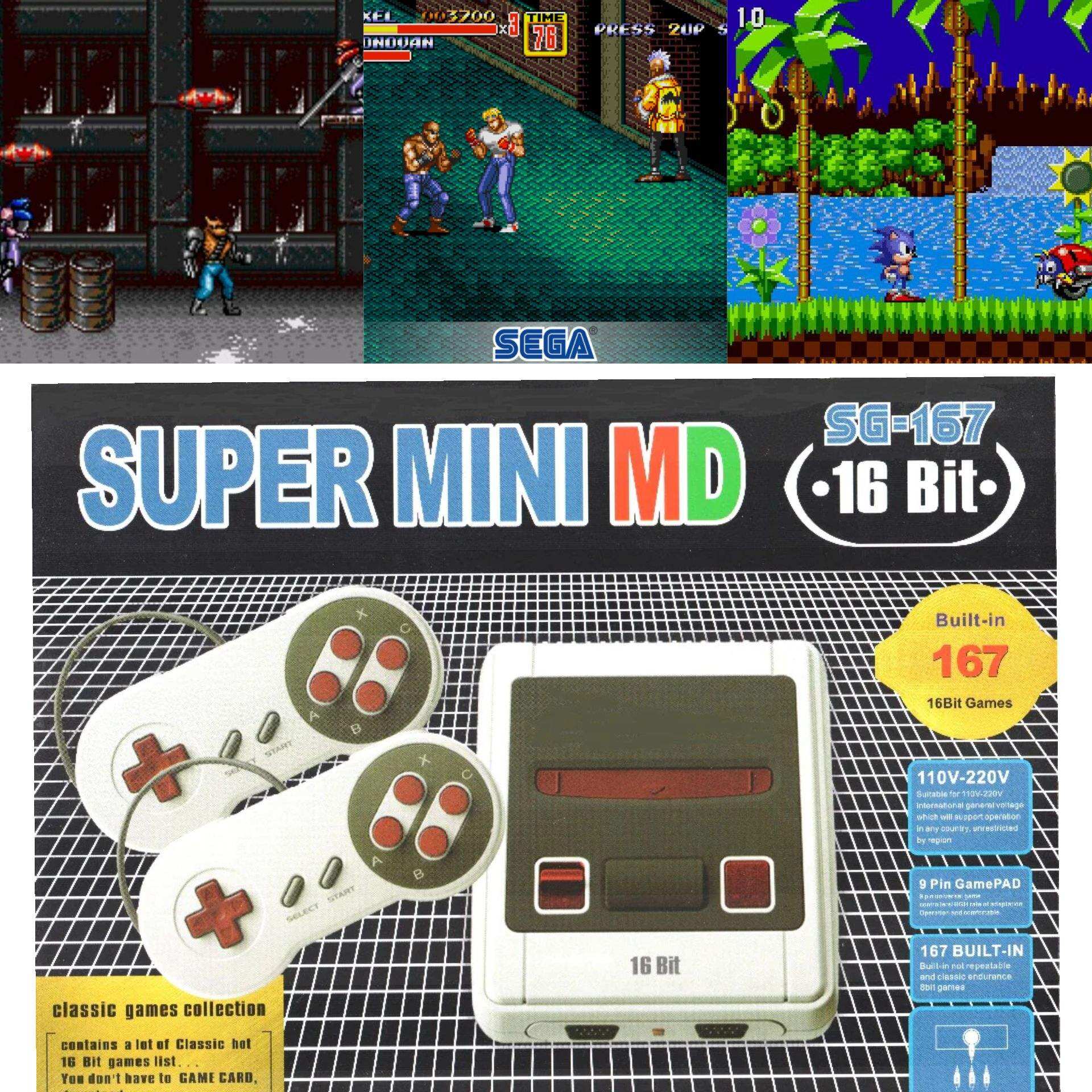 Máy chơi game điện tử 6 nút sega 16 bit mini tích hợp 167 trò cắm cổng av máy trò chơi Sega 16 bit