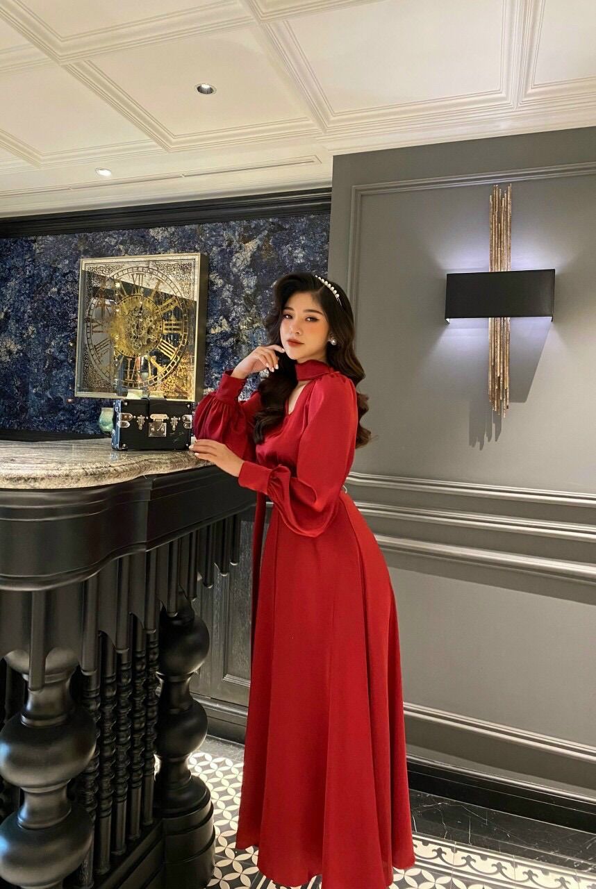 ĐẦM NỮ ĐỎ VẢI LỤA CAO CẤP