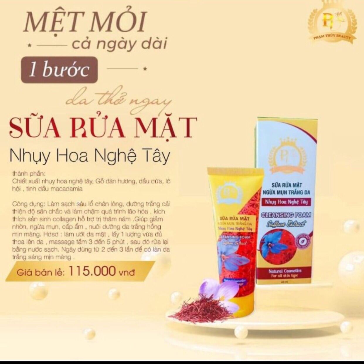 Sửa Rửa Mặt Nhuỵ Hoa Nghệ Tây 60Ml