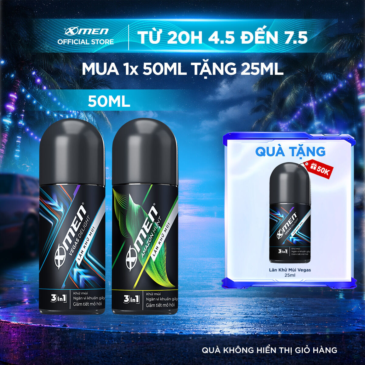 [COMBO MUA 1 TẶNG 1] Lăn khử mùi Xmen Amazon Hunt/Vegas Delight 50ml + Tặng Lăn khử mùi Vegas Delight 25ml